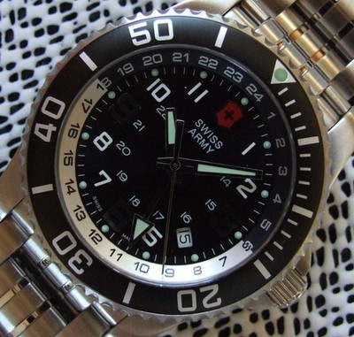NEW VictorINOX SWISS ARMY+Men MAVERICK 2 II DUAL TIME GMT+Ratchet Bezel+43mm=WOW