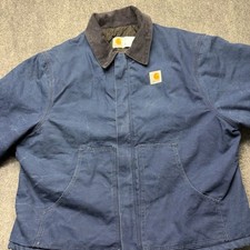 Vintage Carhartt Detroit Jacket J02 NVY Blue Size 54T 3XL Corduroy Collar-USA