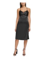 GUESS Womens Black Adjustable Trim Knotted Padded Lined Spaghetti Strap Dress 6