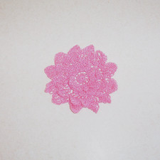 Delicate Crocheted Dark Pink 4-Layered Mum Flower Sewing Applique Medium
