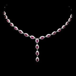 925 Sterling Silver Necklace Oval Ruby 5x3mm Natural Gemstone Jewelry 17 In