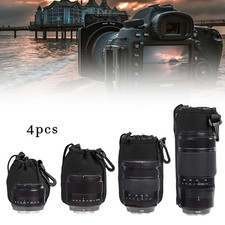 4X/Set Camera Lens Pouch Bag Soft Neoprene Drawstring Protector Case Waterproof