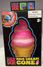 Pink NeeDoh Nice Cream Cone Ice Cream Squishy Toy 2026 Nee Doh Stress Ball NEW