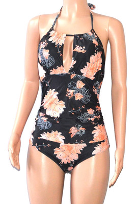 Summer Mae Women's One-Piece Halter Floral Swimsuit Size Small