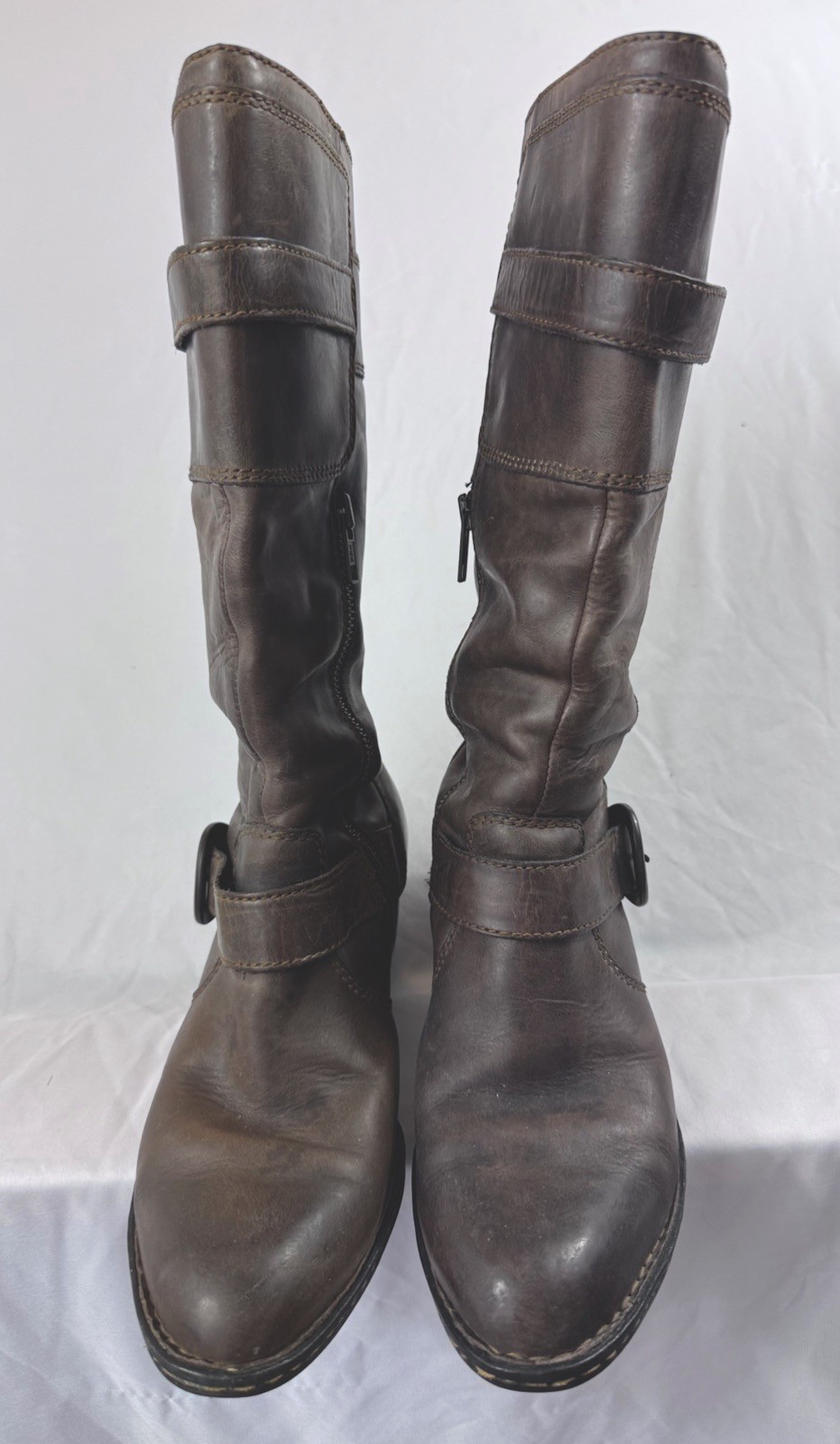 Born Brown Leather Zip Mid-Calf Boots Women’s 6.5 M/W 2” Heel 11.5” Shaft 14.5”