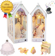 DIY Book Nook Kit Miniature Wedding Clothe House 3D Wooden Puzzle with LED Light