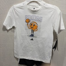 Adidas 2 Piece Boy Short Outfit Size 6 New Basketball Theme