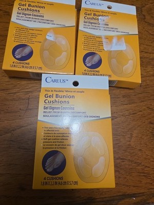 Careus Gel Bunion Cushions For Bunion Discomfort-3pk of 4 Cushions Each Box