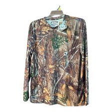 RealTree Mens Large Long Sleeve Camo Shirt Brown Camouflage Hunting Baselayer