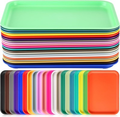 Sintuff 20 Pcs Plastic Art Trays Colorful Fast Food Lunch Trays Bulk Activity Cr