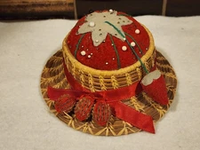 Vintage Pine Needle Tomato Pin Cushion Hat Strawberry Pine Nuts SEWING