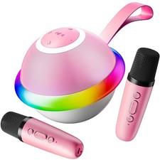 Mini Karaoke Machine for Kids with 2 Wireless Microphones, Portable Bluetooth...