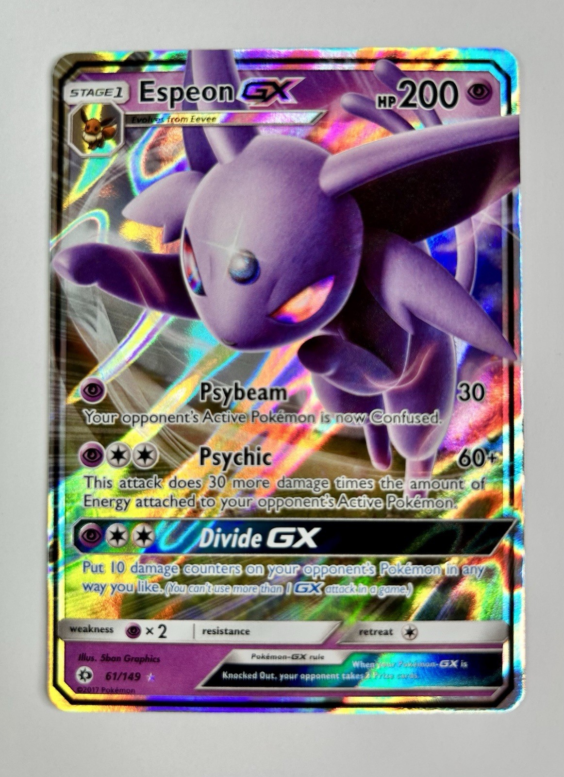 Espeon GX 2017 Pokemon Sun & Moon Base Set Ultra Rare #61/149 * Near Mint