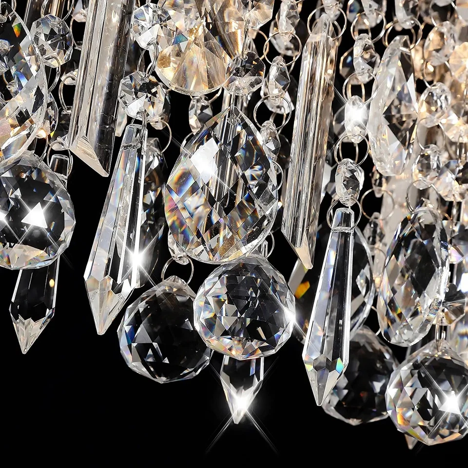 Nuevo Aplique de Pared de Cristal Contemporáneo 3 Luces Cromado W:16"x H:11"x E6" Foto 2 de 2