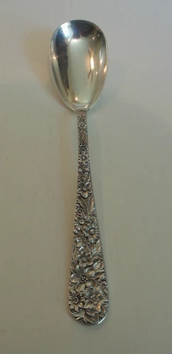 VINTAGE S. KIRK & SON "REPOUSSE" STERLING SILVER CASSEROLE SPOON