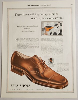 1924 Print Ad Selz Men's Shoes Dapper Man Chicago,Il Pittsburgh,PA