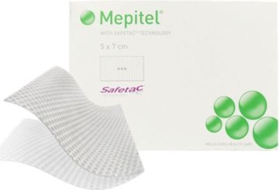 Mepitel Silikon gewickelte Kontaktschicht Verbände 5 cm x 7 cm (x5)