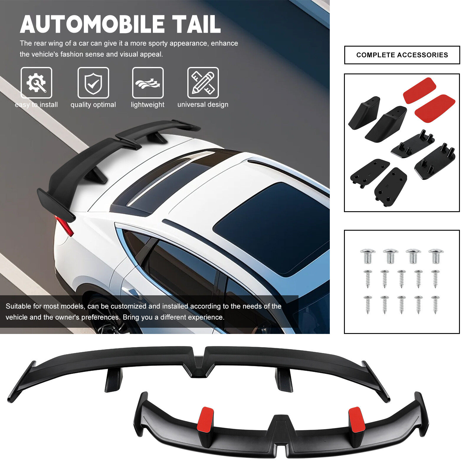 54" Matte Black ABS Trunk Spoiler Wing Tail Lip Kits For Ferrari California T