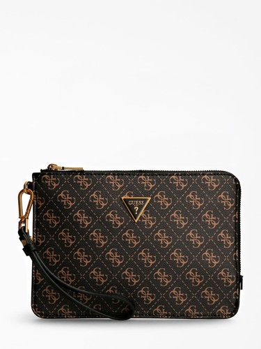 GUESS HMVZZLP2186 BLA pochette uomo logato a mano pelle | eBay