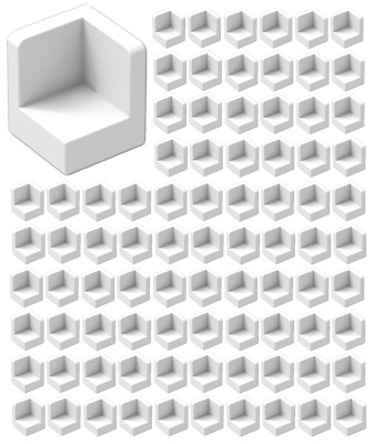  Lego 100x WHITE Panel 1 x 1 x 1 Corner with Rounded Corners #6231