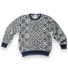 Vintage Nordic Snowflake Sweater Unisex L Knit Pullover Retro Winter Jumper USA