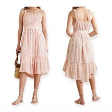 LoveShackFancy Tove Floral Print Midi Dress, Size 2, Vanilla Foam