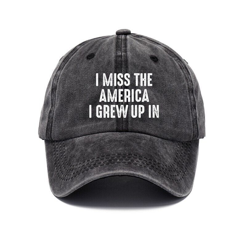 "I Miss The America I Grew Up In" Baseball Cap - Unisex Black Cotton Hat, One Size Adjustable - View #10