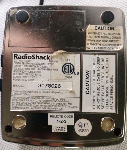 RadioShack Digital Answering System 43-3888 Stainless Steel finish TAD-3888 - Zdjęcie 2 z 8