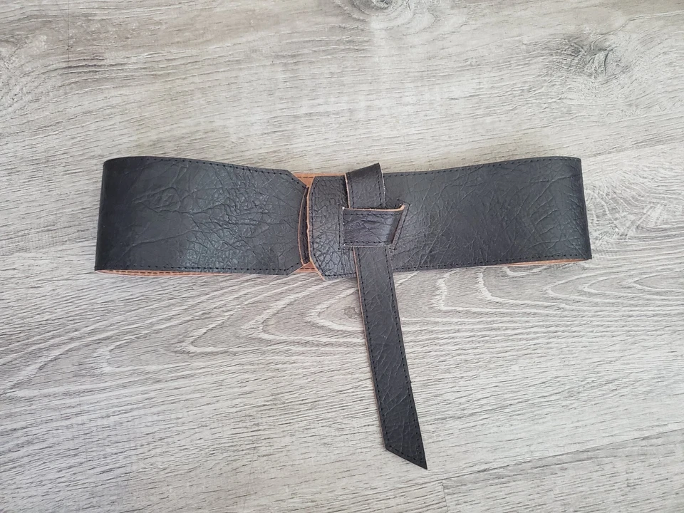 Cinturón de cuero envejecido, cinturones anchos para mujer, cinturón de faja de moda, cinturón envolvente hecho a mano Foto 3 de 4