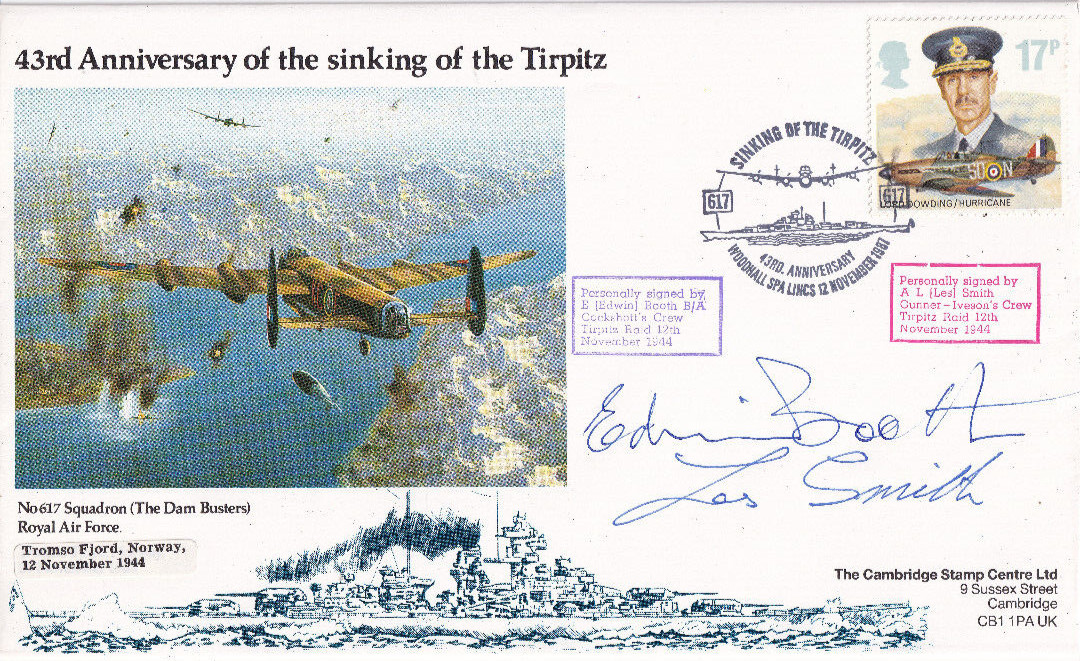1987 617 Tirpitz sinking signed cover collection