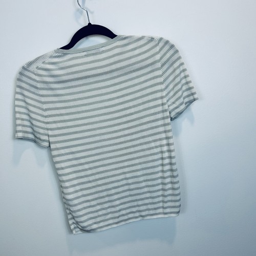 Madewell Micro-Rib Sweater Tee Size Medium Monument Stripe NQ336 - Picture 9 of 9