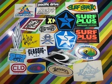 vtg 1980s 1990s Asstd. surf street sticker - Sessions Rocky's Lassen Surf shops+