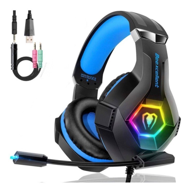 Gaming Headset for Xbox One PS4 PS5 PC Switch, Noise Canceling Headphones with M-image