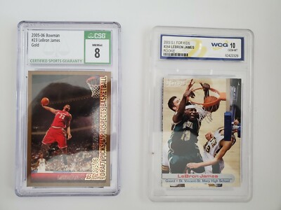Lebron James 2003 S.I. Rookie WCG 10 & 2005 Bowman CSG 8.5 - 2 Graded Card Lot!!