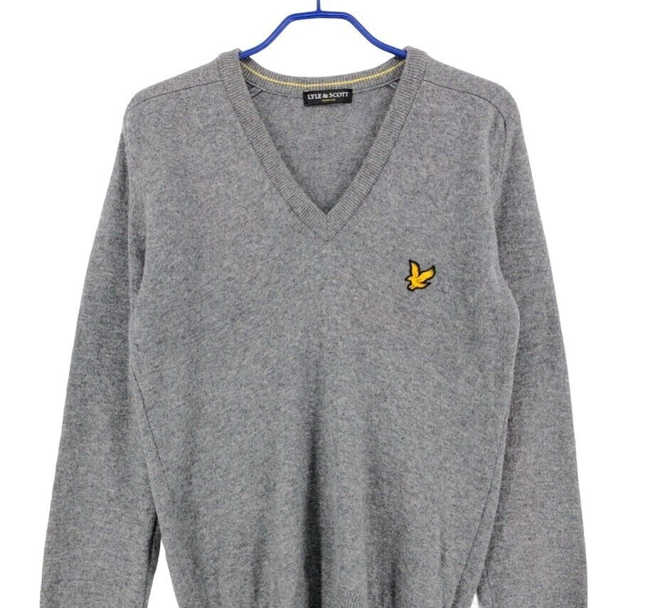 Suéter LYLE & SCOTT Para Hombre 100% Lana Calce Ajustado Cuello en V Talla M Foto 3 de 4