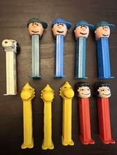 Vintage Peanuts Gang Charlie Brown Lucy Snoopy Woodstock Bird Pez Dispensers Set
