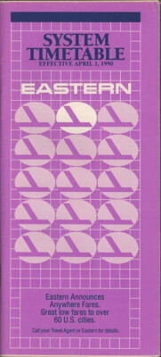 Eastern Airlines system timetable 4/1/90 [3080] Buy 4+ save 25%