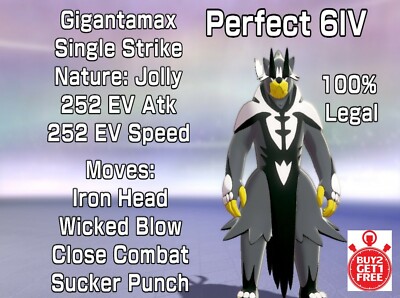 Urshifu Perfect 6IV GMAX Pokemon Sword and Shield Isle Single Strike 100% LEGAL 