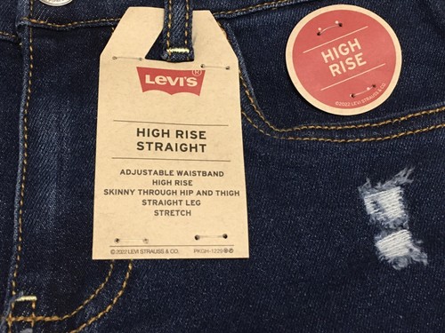 Levi's Girls 10 Adjustable Waist Distressed High-Rise Straight Raw Hem Jeans - Picture 7 of 12