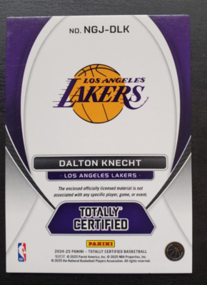 2024-25 Panini Totally Certified Dalton Knecht New Generation RC
