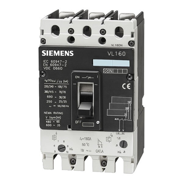 Disjoncteur VL160N Siemens 3VL2716 1DC33 0AA0 triphasé pour tableau électrique de rechange