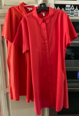 Lot of Eileen Fisher Orange Organic Cotton Shirt Dresses S/S - Main Image