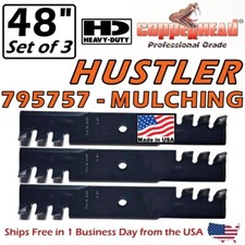COPPERHEAD 3-PK 48" HEAVY DUTY HUSTLER MULCHING GATOR BLADES 795757 -MADE IN USA