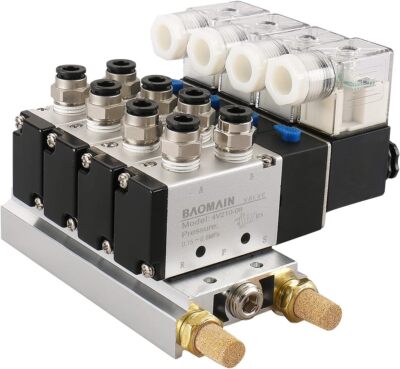 Ac 110V 2 Position 5 Way Solenoid Valve With Quick Fittings For Pneumatic Con...