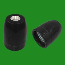 4x Black Glazed Ceramic Edison Screw E27 Light Bulb Holder ES Socket M10 Entry