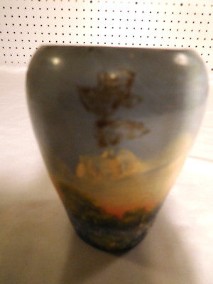 Antique Hand-Painted Luminescent Under Black Light small 4 inch Vase