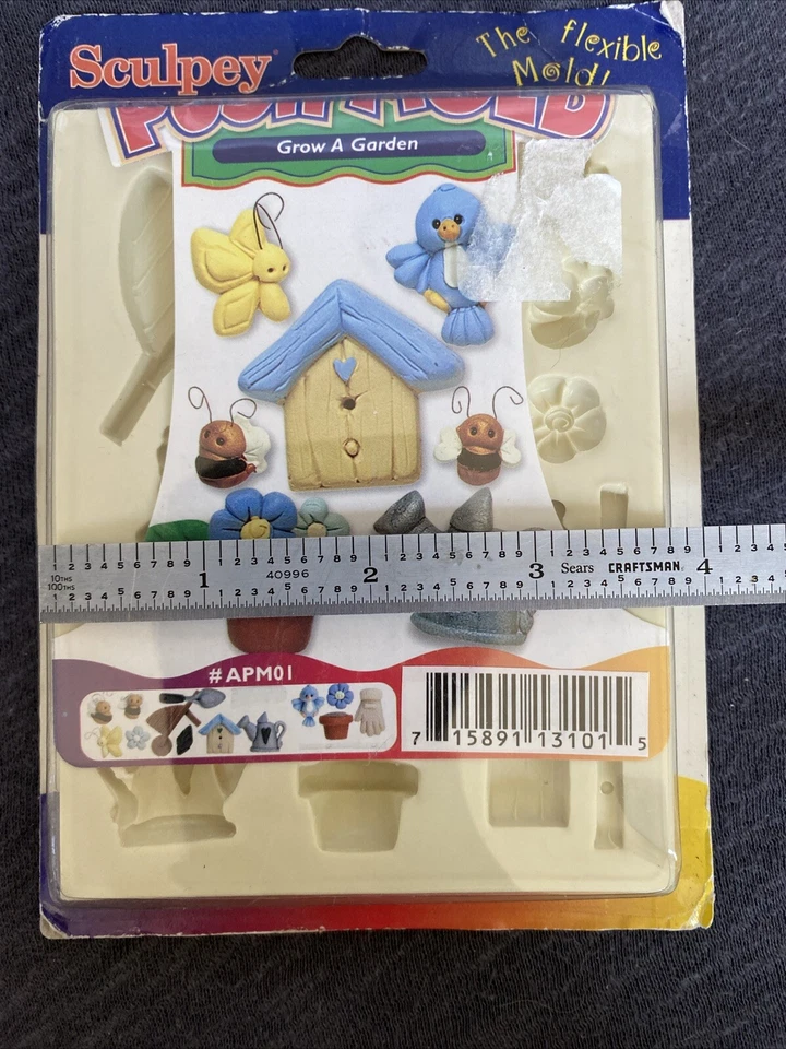 Molde de empuje flexible Sculpey cultivar un conjunto de jardín flores de primavera insectos pájaro pajarera Foto 3 de 4