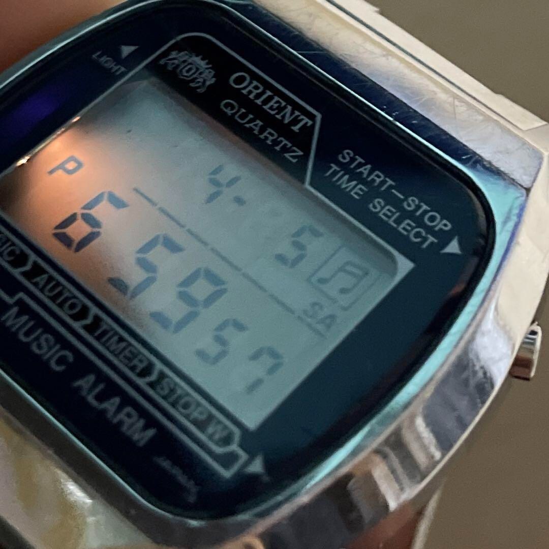 【激レア】ORIENT MUSIC ALARM 腕時計 Orient Music Alarm Digital Men's Watch Vintage Blue Dial Metal