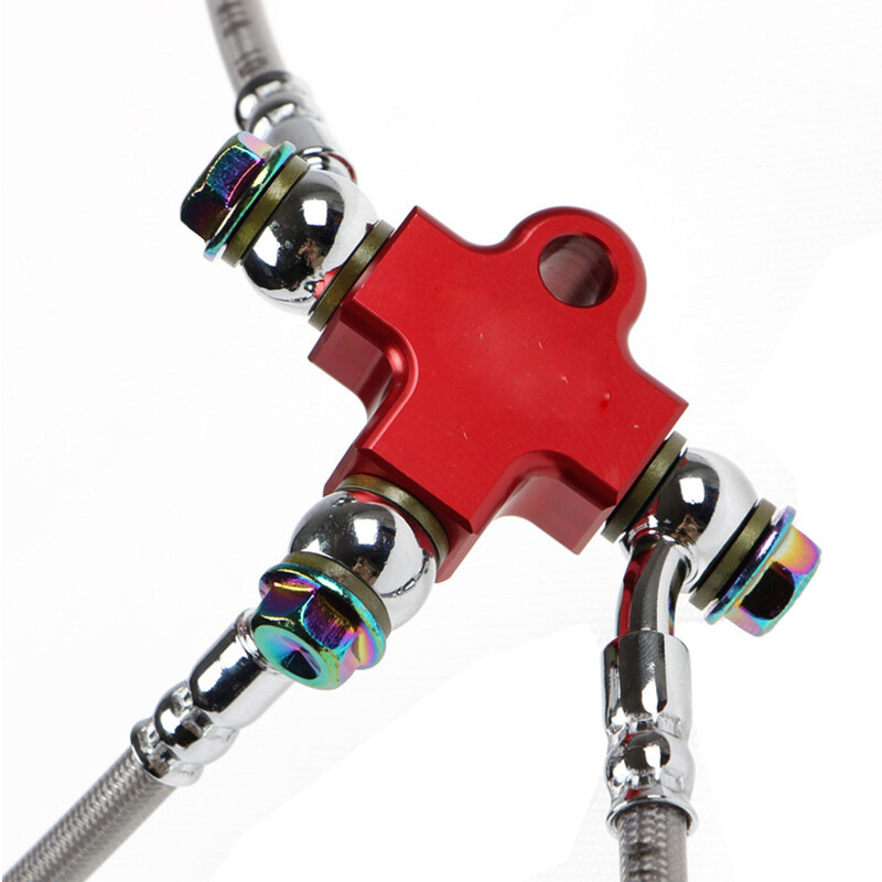 Motorcycle Hydraulic Brake Hose Pipe Tee Connector 3 way Tubing Bracket motorcycle-hydraulic-brake-hose-pipe-tee-connector-3-way-tubing-bracket