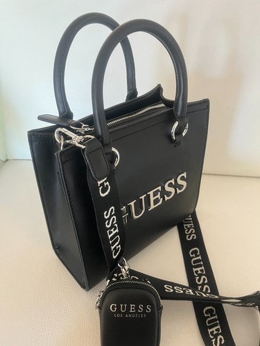 NWT GUESS BLACK MAISEY SATCHEL CROSSBODY BAG PURSE TOTE W AIRPOD CASE - Picture 3 of 8